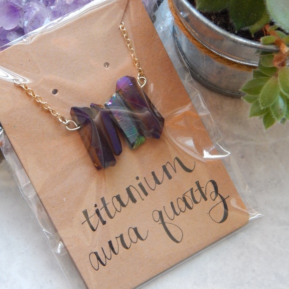 Jewelry - Handmade titanium aura quartz necklace